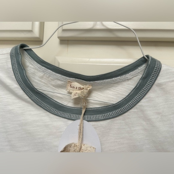Hem & Thread ringer Style Tee, yellow and blue trim, Size Small - Picture 4 of 7